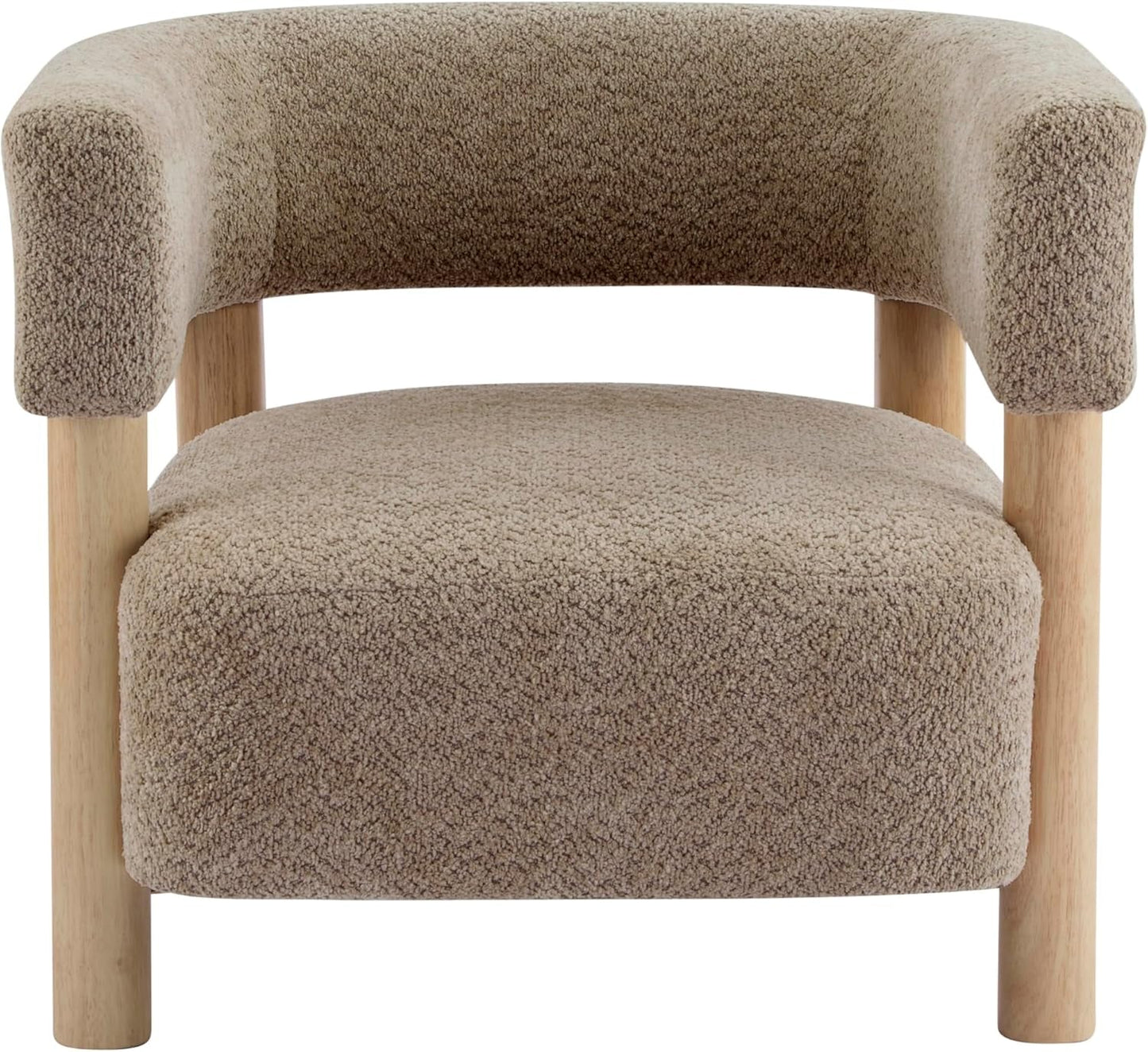 Low Profile Boucle Fabric Accent Chair Light Camel Tone