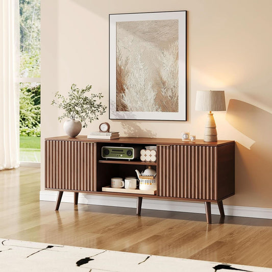 Fluted Oak Sideboard 55 TV Stand With Entertainment center