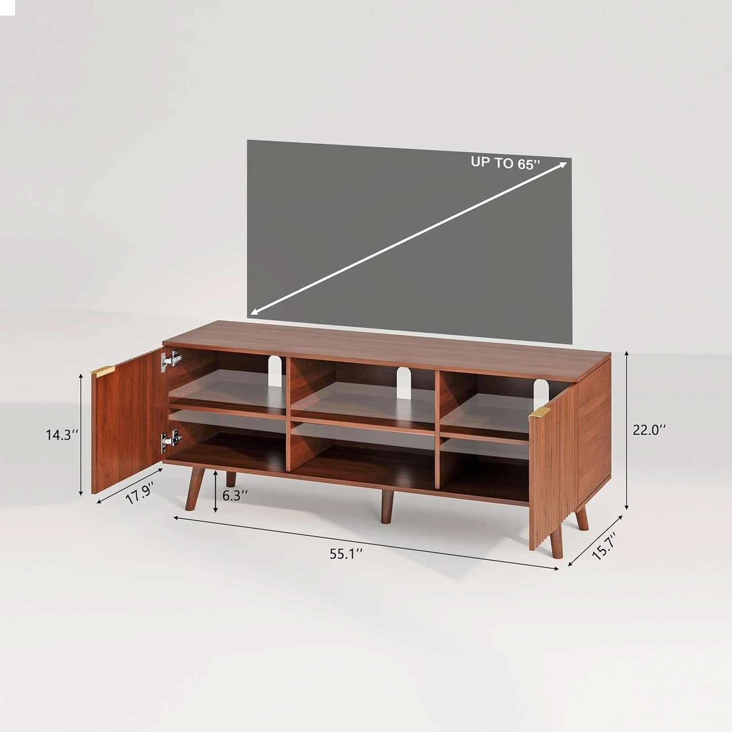 Fluted Oak Sideboard 55 TV Stand With Entertainment center