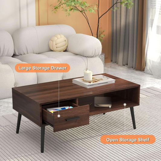Timeless Walnut Coffee Table With Generous Storage